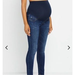 Indigo Blue Maternity Over the Belly Maternity Jeans-Dark Wash-Large